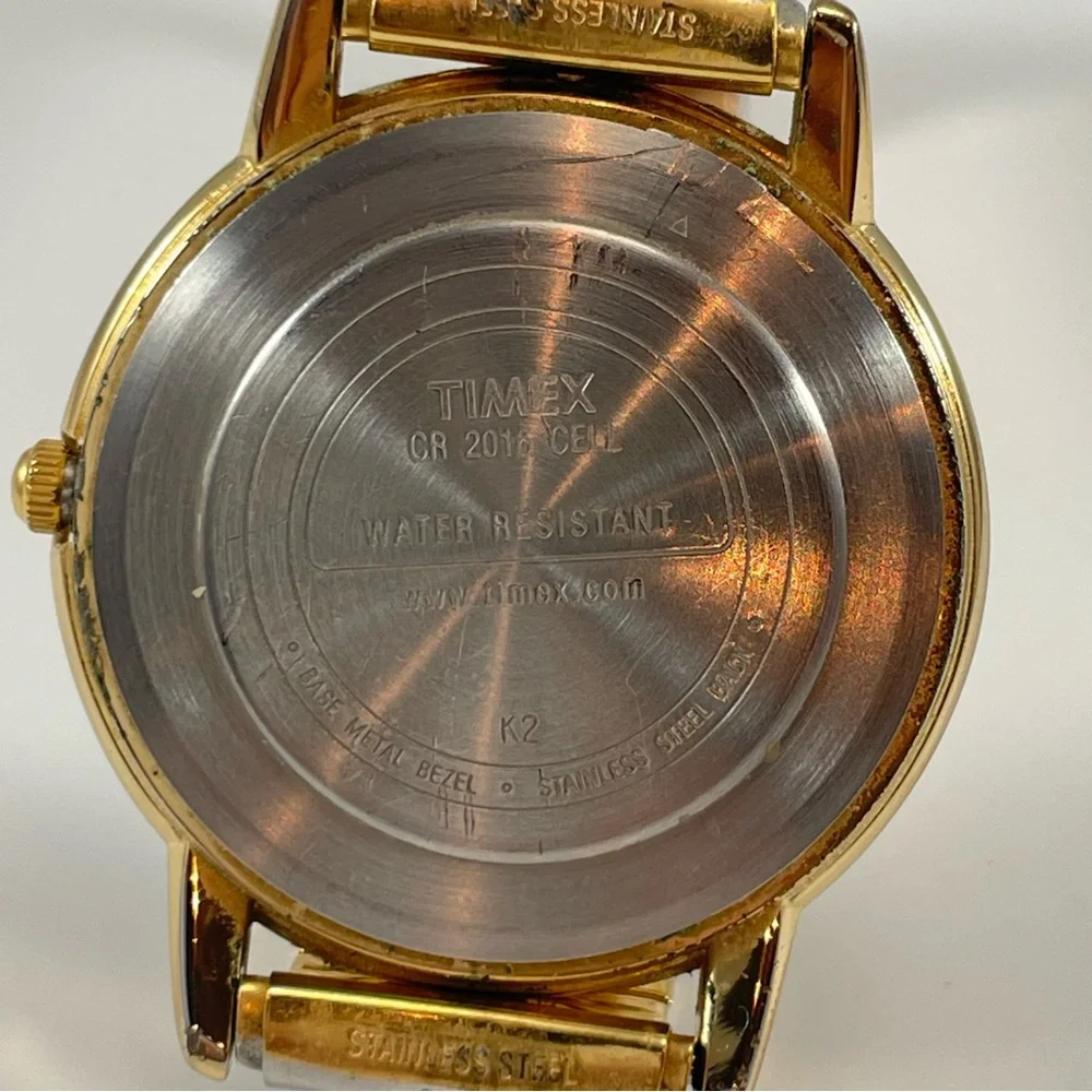 Timex Indiglo Gold / White Face Day/Date Watch WR30M